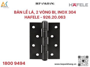 Bản lề lá, 2 vòng bi, inox 304 Hafele - 926.20.063 - phủ màu đen sa tanh